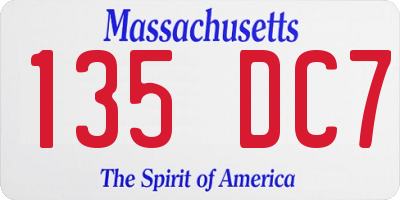 MA license plate 135DC7