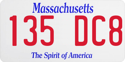 MA license plate 135DC8
