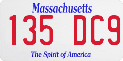 MA license plate 135DC9