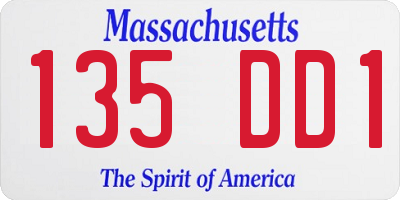 MA license plate 135DD1
