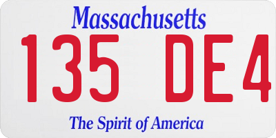 MA license plate 135DE4