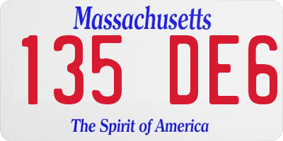 MA license plate 135DE6