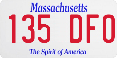 MA license plate 135DF0