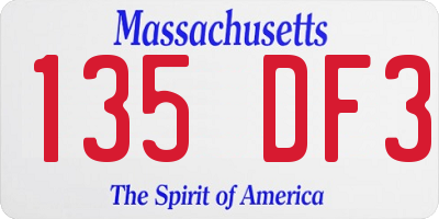MA license plate 135DF3