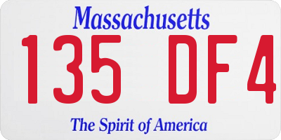 MA license plate 135DF4