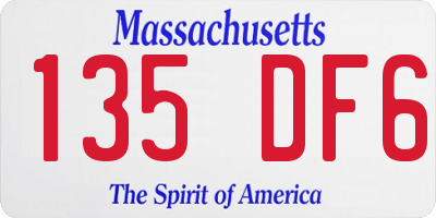 MA license plate 135DF6