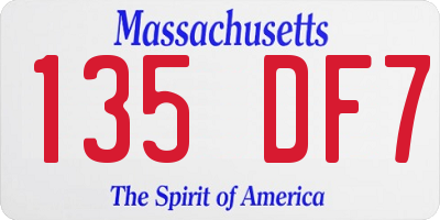 MA license plate 135DF7