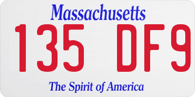 MA license plate 135DF9