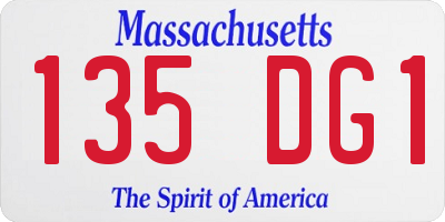 MA license plate 135DG1