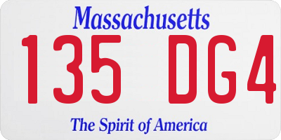MA license plate 135DG4