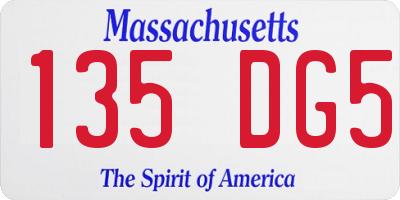 MA license plate 135DG5