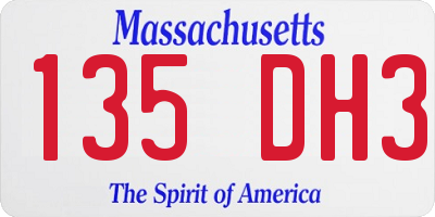 MA license plate 135DH3