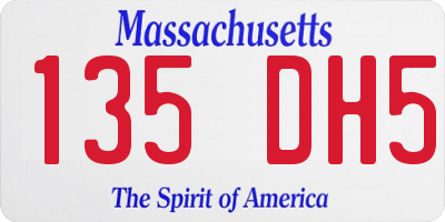 MA license plate 135DH5