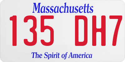 MA license plate 135DH7