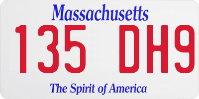MA license plate 135DH9