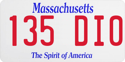 MA license plate 135DI0
