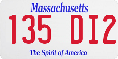 MA license plate 135DI2