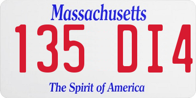 MA license plate 135DI4