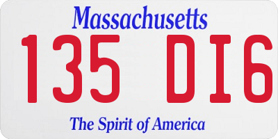 MA license plate 135DI6