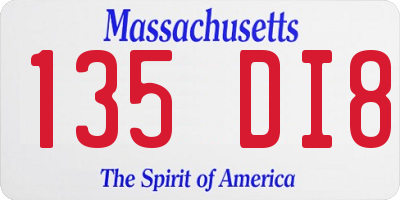 MA license plate 135DI8