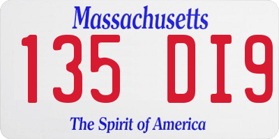 MA license plate 135DI9