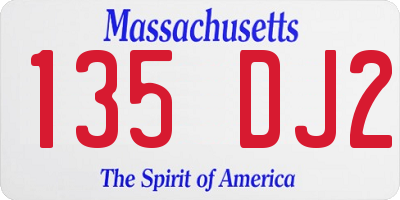 MA license plate 135DJ2