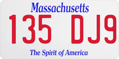 MA license plate 135DJ9