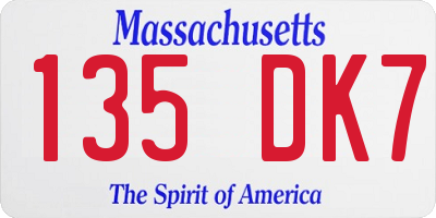 MA license plate 135DK7
