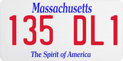 MA license plate 135DL1