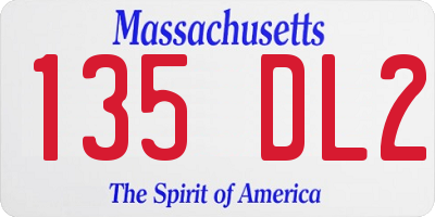 MA license plate 135DL2