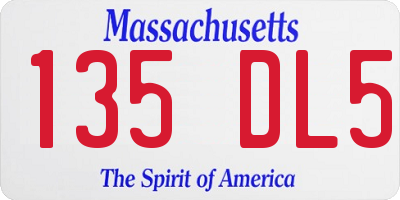 MA license plate 135DL5