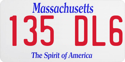 MA license plate 135DL6