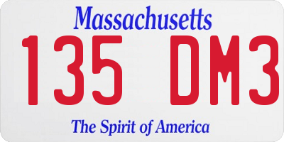 MA license plate 135DM3