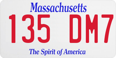 MA license plate 135DM7