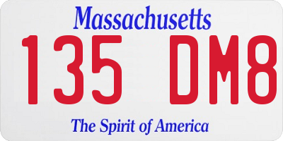 MA license plate 135DM8