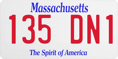 MA license plate 135DN1