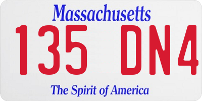 MA license plate 135DN4