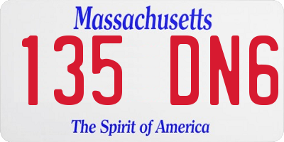 MA license plate 135DN6