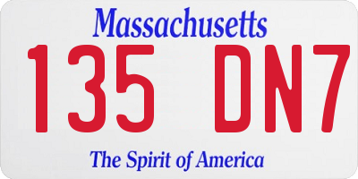 MA license plate 135DN7