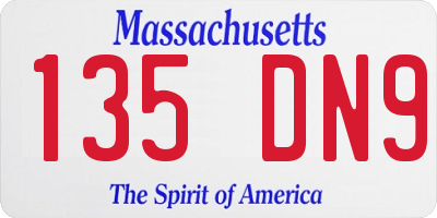MA license plate 135DN9