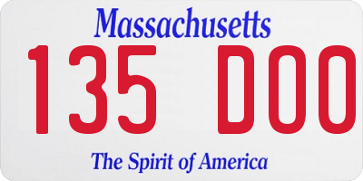 MA license plate 135DO0