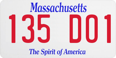 MA license plate 135DO1