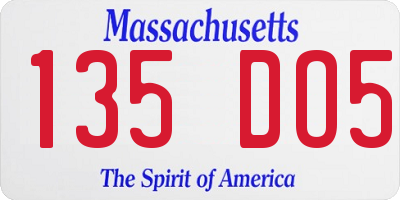 MA license plate 135DO5