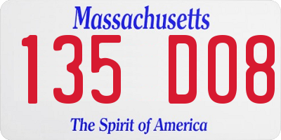 MA license plate 135DO8