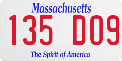 MA license plate 135DO9