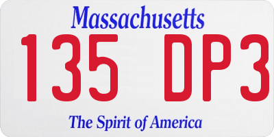 MA license plate 135DP3