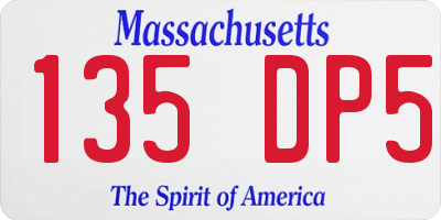 MA license plate 135DP5