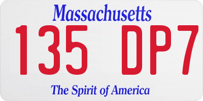 MA license plate 135DP7