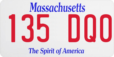 MA license plate 135DQ0