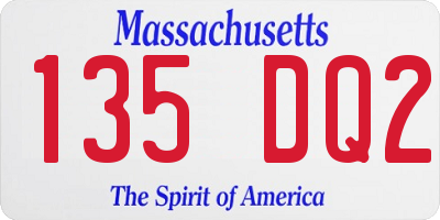 MA license plate 135DQ2